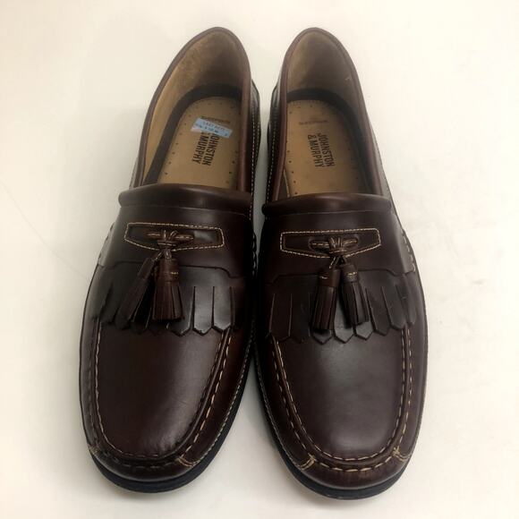 NWT Johnston & Murphy Fowler Kiltie Tassel Loafer Burgundy Leather Men's Size 12 - Picture 1 of 11